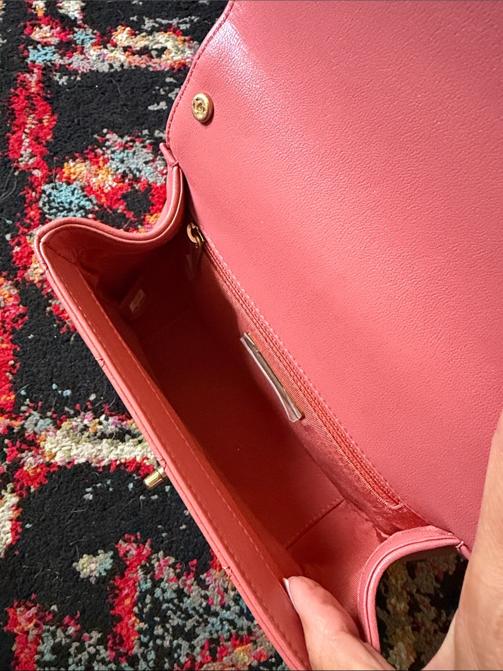 Chanel Rose Quilted Lambskin Chain Infinity Shoulder Bag - Picture 9 of 9